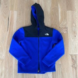 The North Face Hooded Full Zip Fleece, like new worn once. Boys Medium.